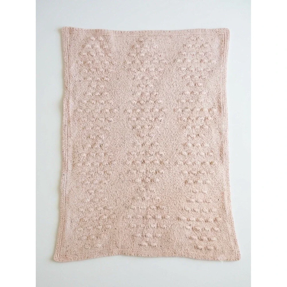 Pottery Barn Kids Emily & Meritt Rose Light Pink Knitted Acrylic Baby Blanket